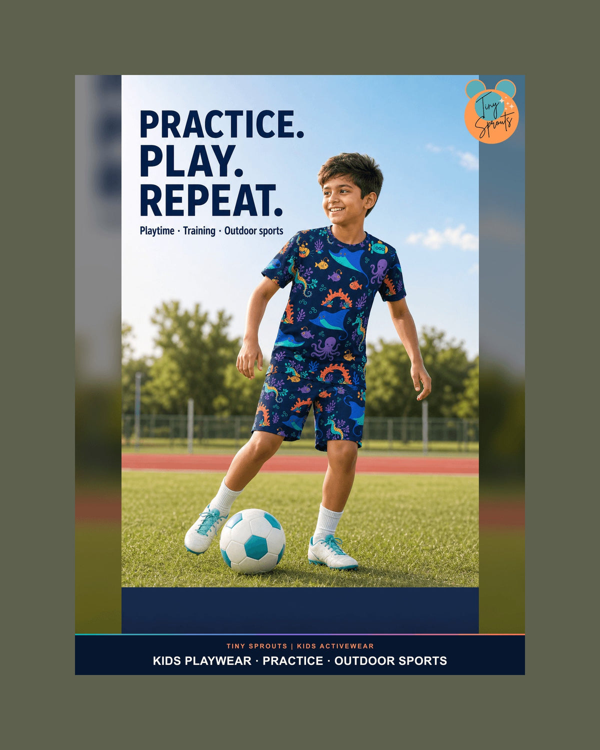 Tiny Sprouts Midnight Reef Explorers Kids AOP Sports Set - detail 6 of 8