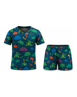 Tiny Sprouts Monsoon Puddle Adventure Kids AOP Sports Set - t-shirt and shorts, front view