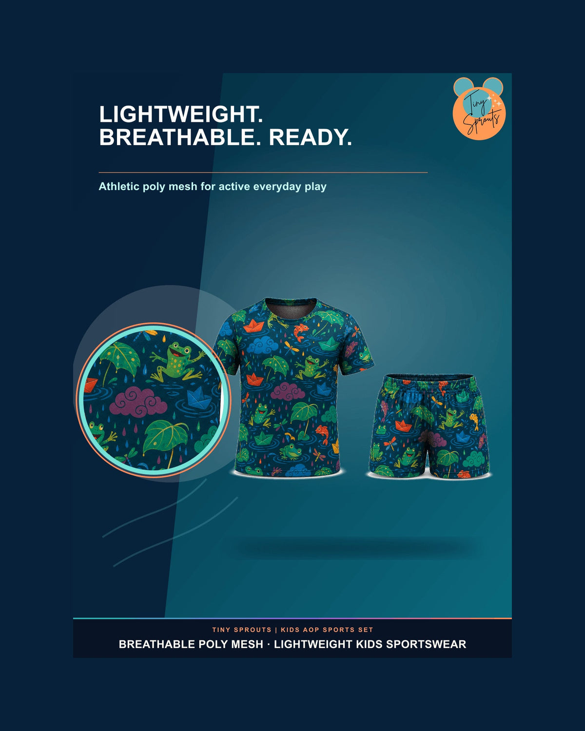 Tiny Sprouts Monsoon Puddle Adventure Kids AOP Sports Set - detail 2 of 8