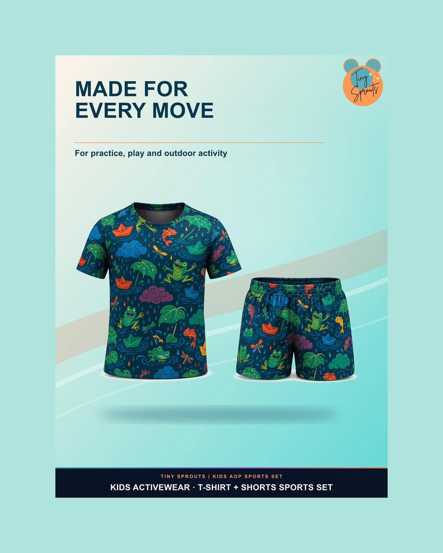 Tiny Sprouts Monsoon Puddle Adventure Kids AOP Sports Set - detail 3 of 8