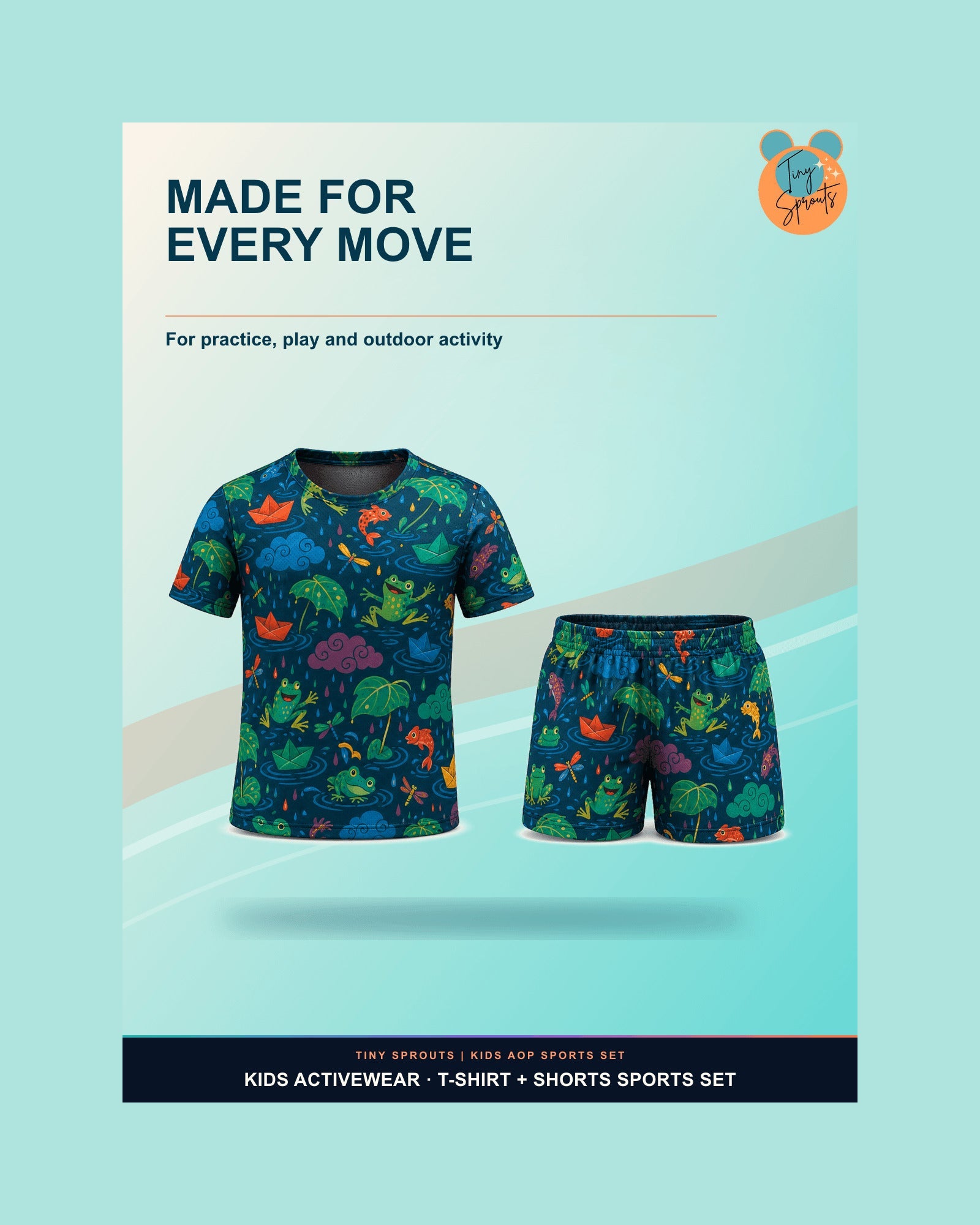 Tiny Sprouts Monsoon Puddle Adventure Kids AOP Sports Set - detail 3 of 8