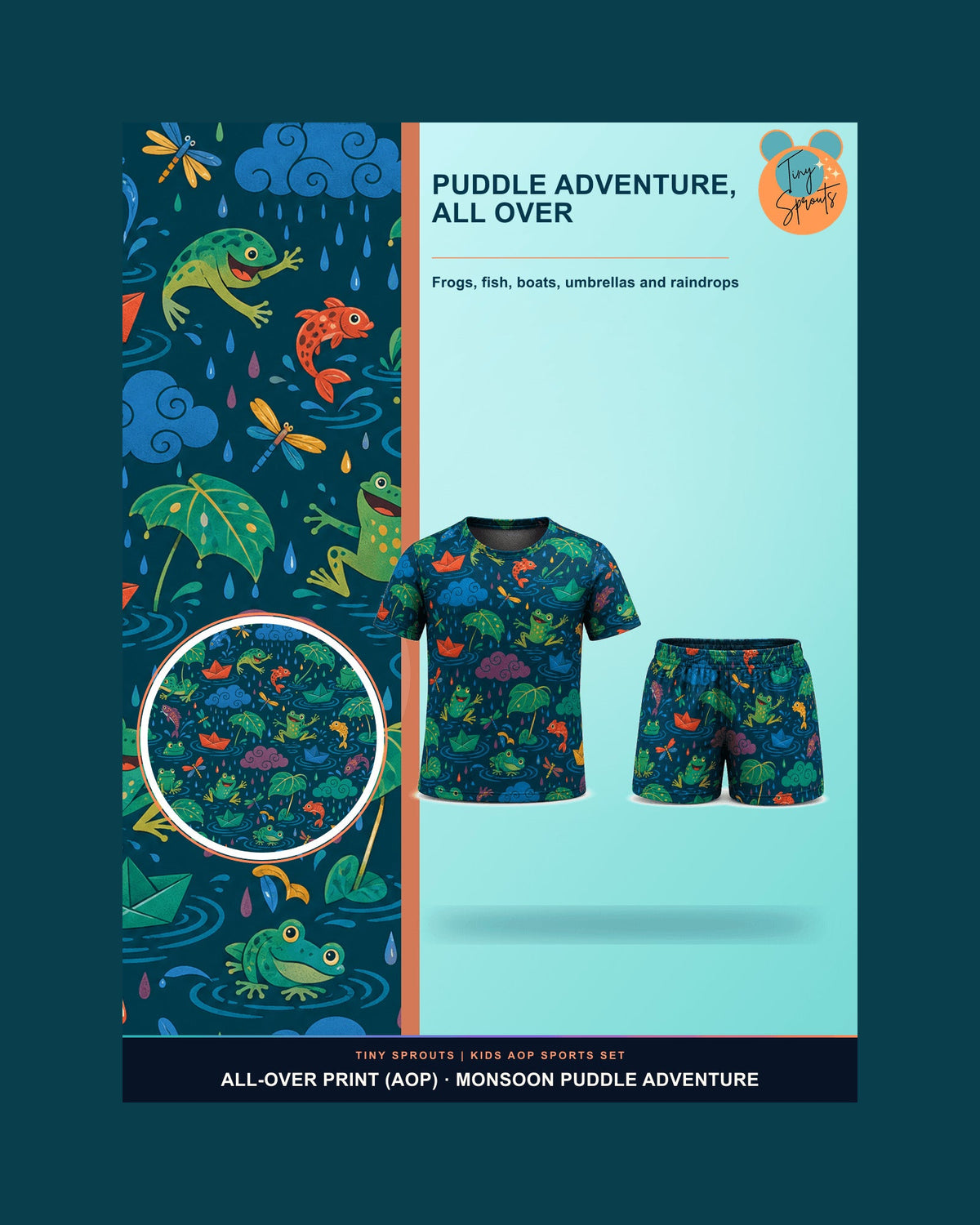 Tiny Sprouts Monsoon Puddle Adventure Kids AOP Sports Set - detail 4 of 8