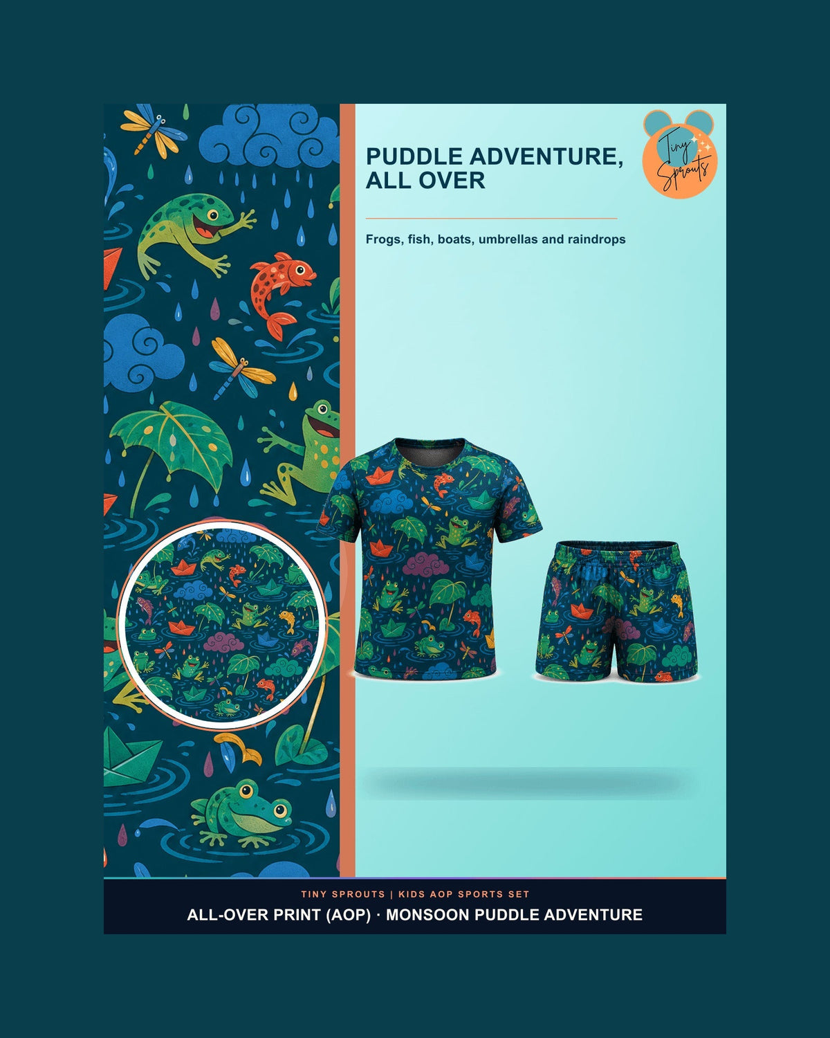 Kids AOP Sports T-Shirt - Monsoon Puddle Adventure - detail 4 of 8