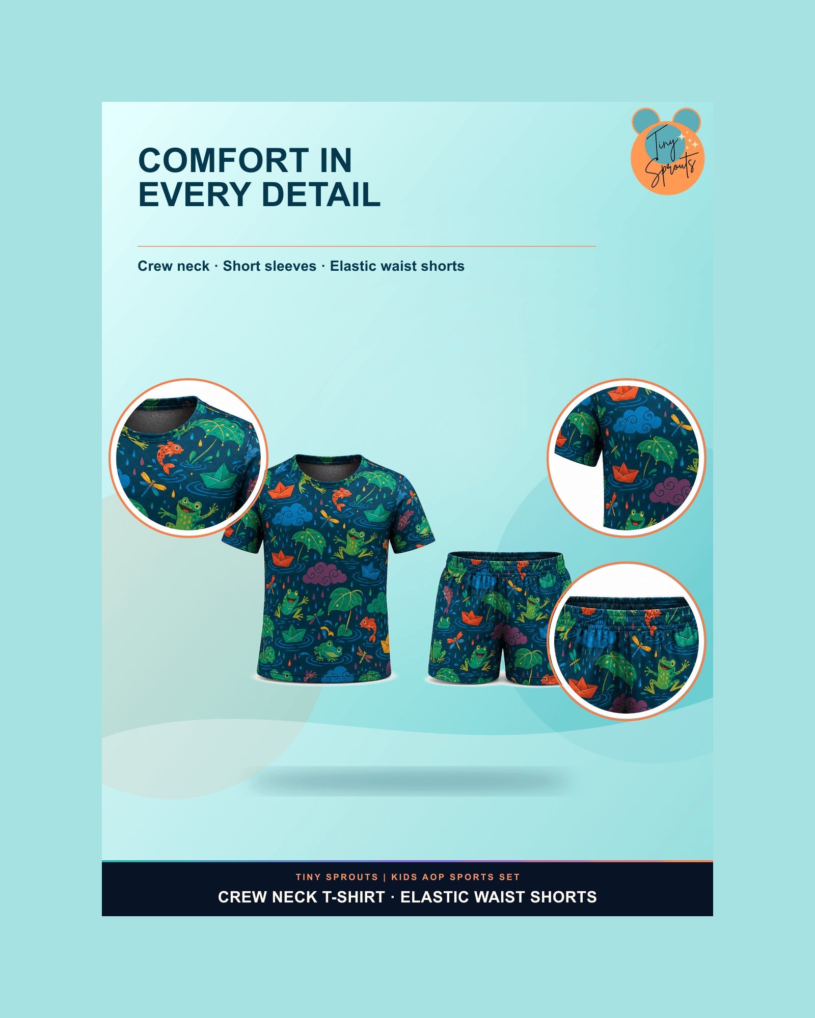 Tiny Sprouts Monsoon Puddle Adventure Kids AOP Sports Set - detail 5 of 8