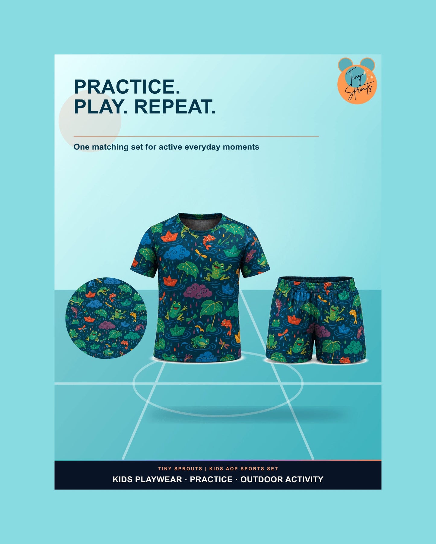 Tiny Sprouts Monsoon Puddle Adventure Kids AOP Sports Set - detail 6 of 8