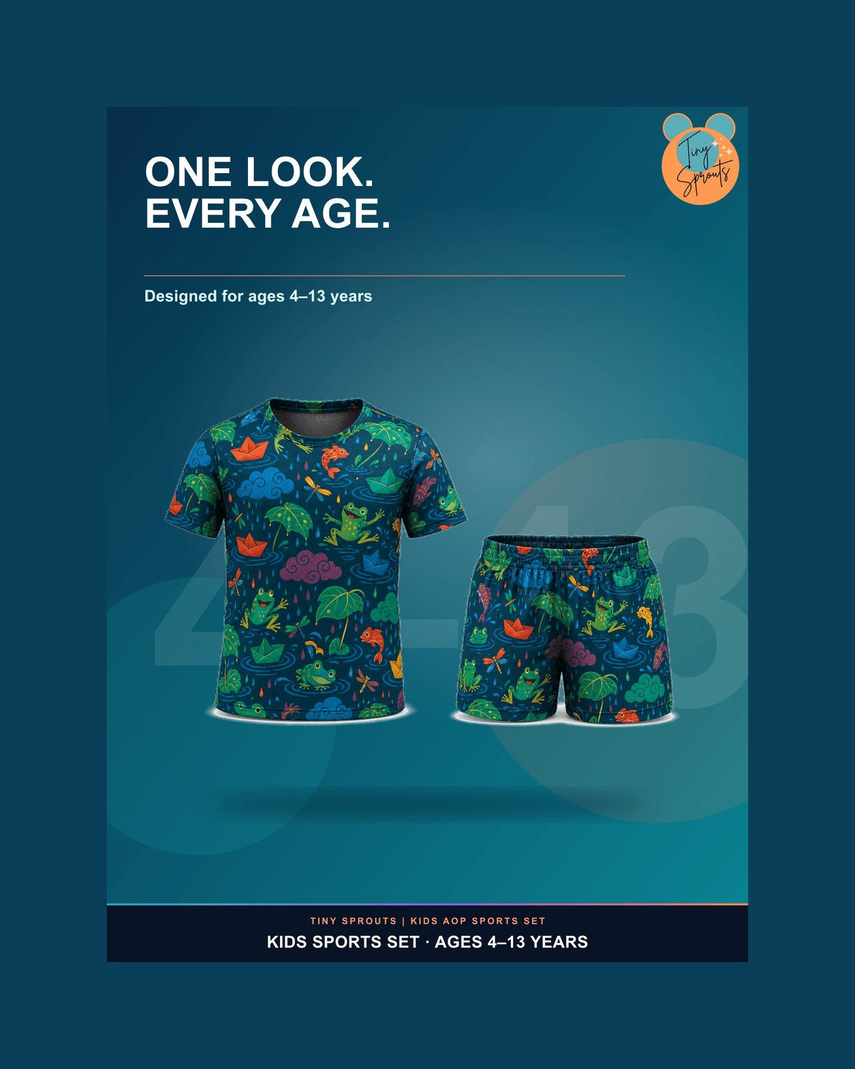 Kids AOP Sports T-Shirt - Monsoon Puddle Adventure - detail 7 of 8