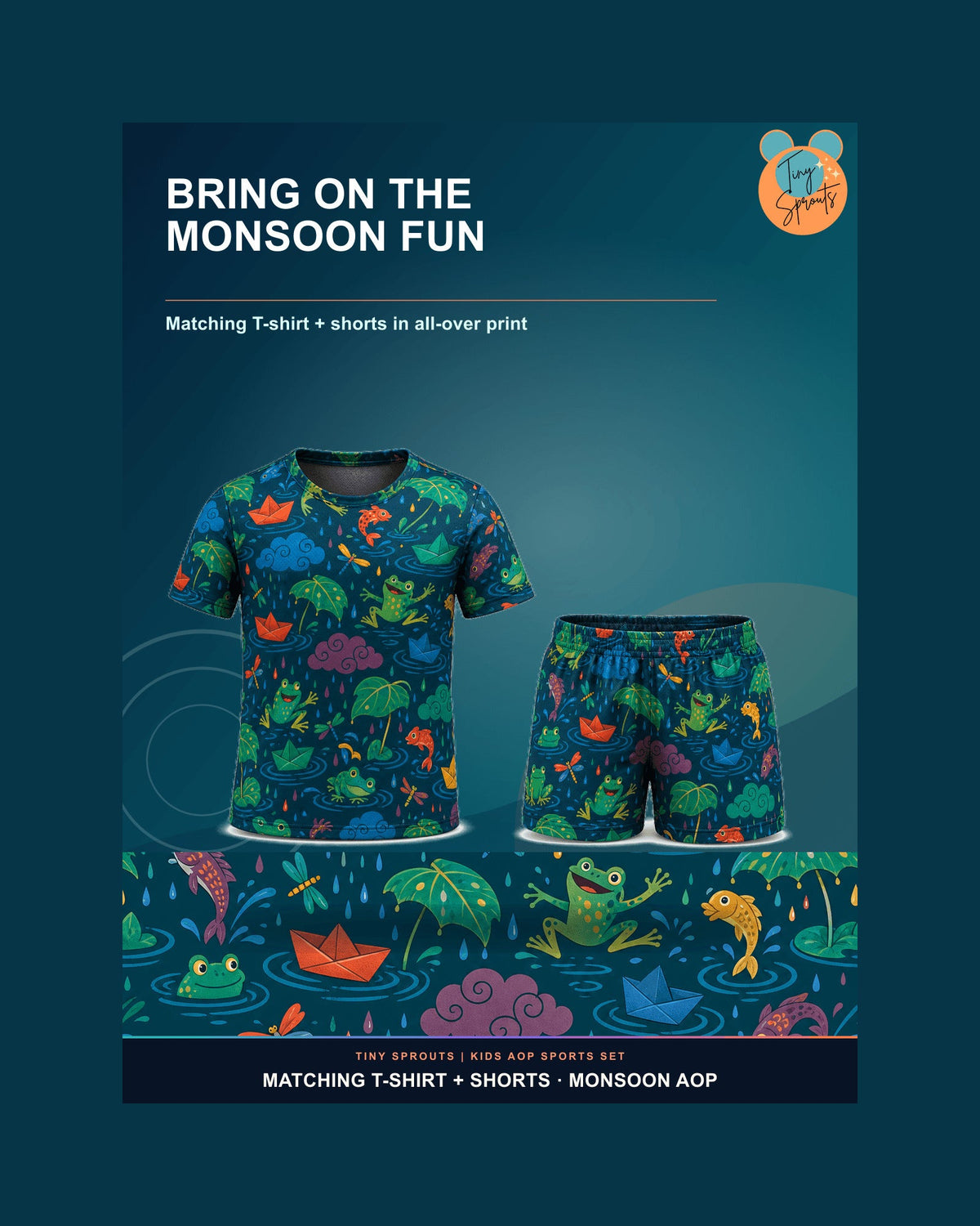 Tiny Sprouts Monsoon Puddle Adventure Kids AOP Sports Set - detail 8 of 8