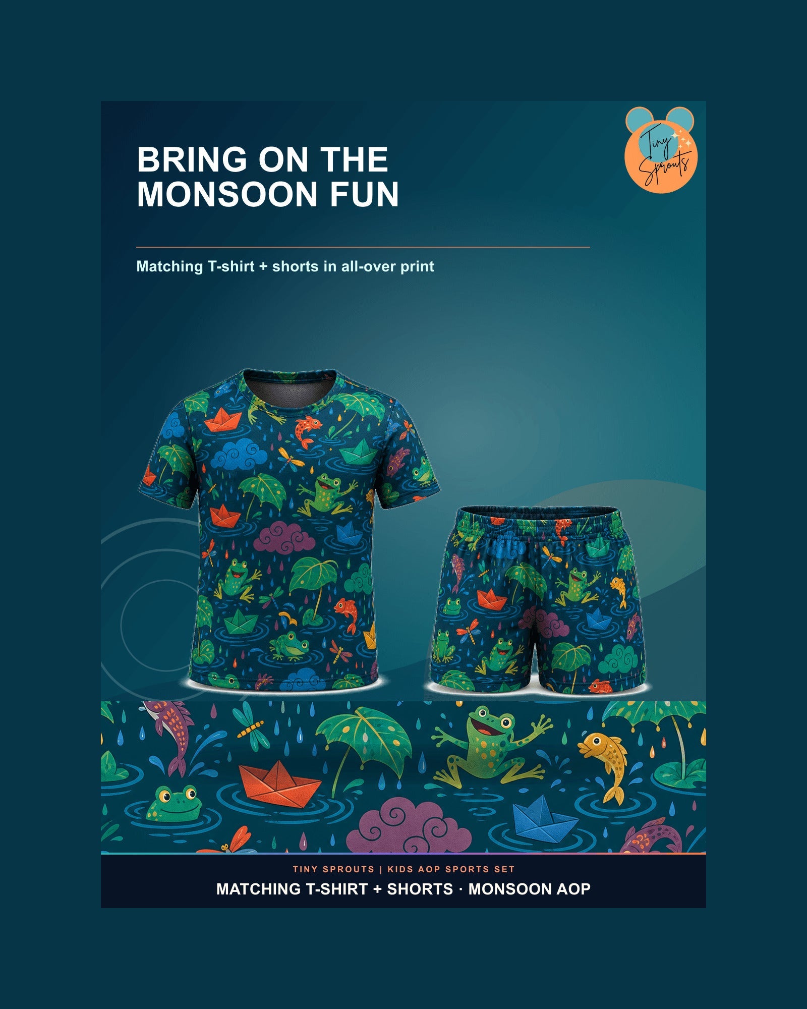 Tiny Sprouts Monsoon Puddle Adventure Kids AOP Sports Set - detail 8 of 8