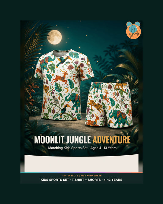 Tiny Sprouts Moonlit Jungle Parade Kids AOP Sports Set - detail 1 of 8