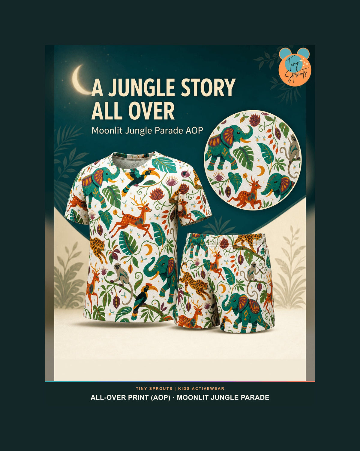 Tiny Sprouts Moonlit Jungle Parade Kids AOP Sports Set - detail 4 of 8