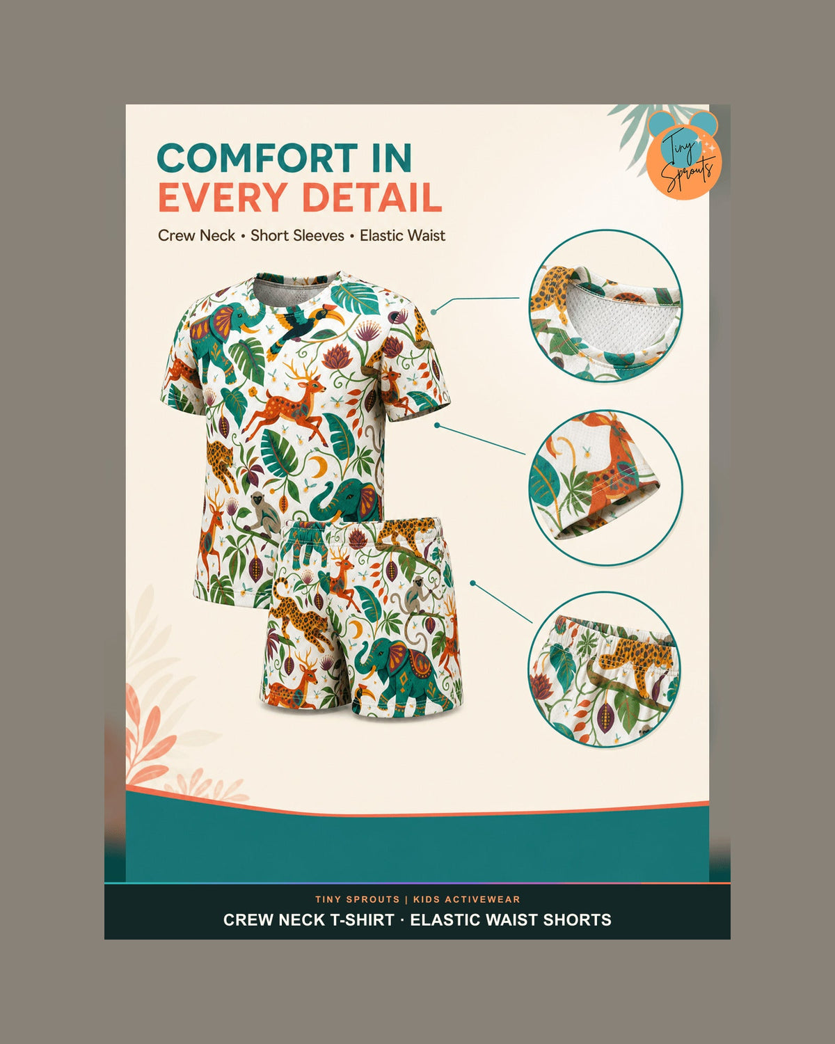 Tiny Sprouts Moonlit Jungle Parade Kids AOP Sports Set - detail 5 of 8