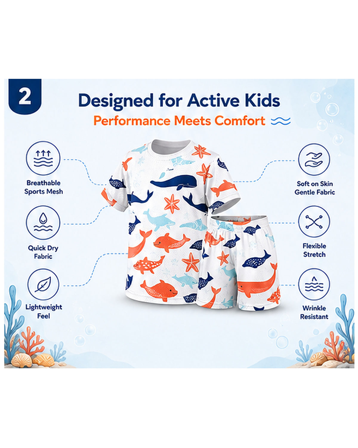 Tiny Sprouts OceanWhale Kids AOP Sports Set - detail 2 of 8