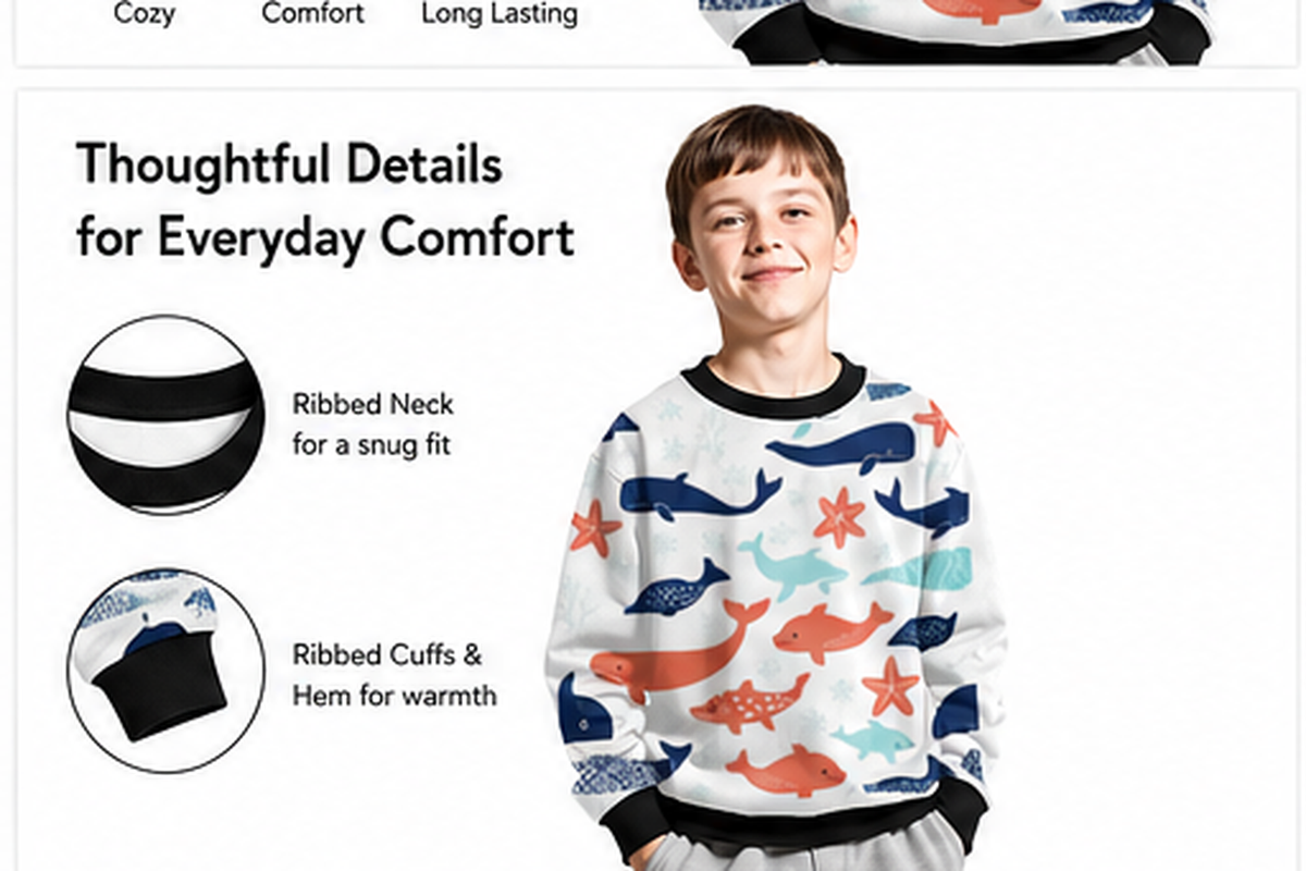Tiny Sprouts Ocean Whale Kids Sweatshirt - detail 4 of 8