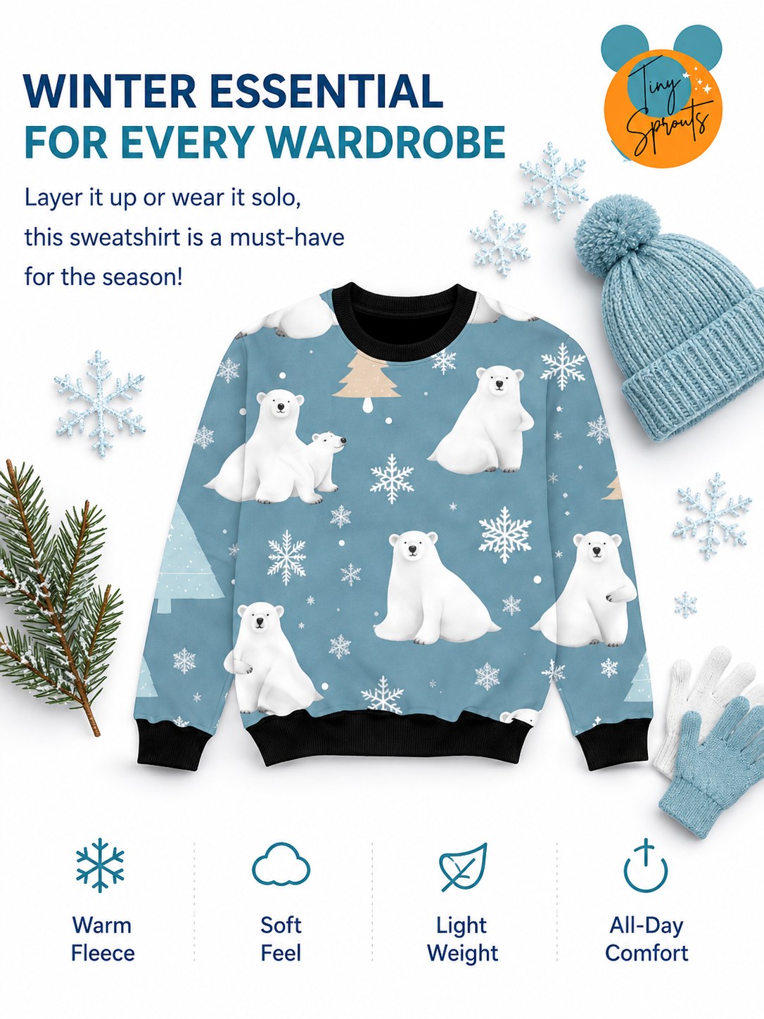 Polar Bear Sweatshirt – size guide