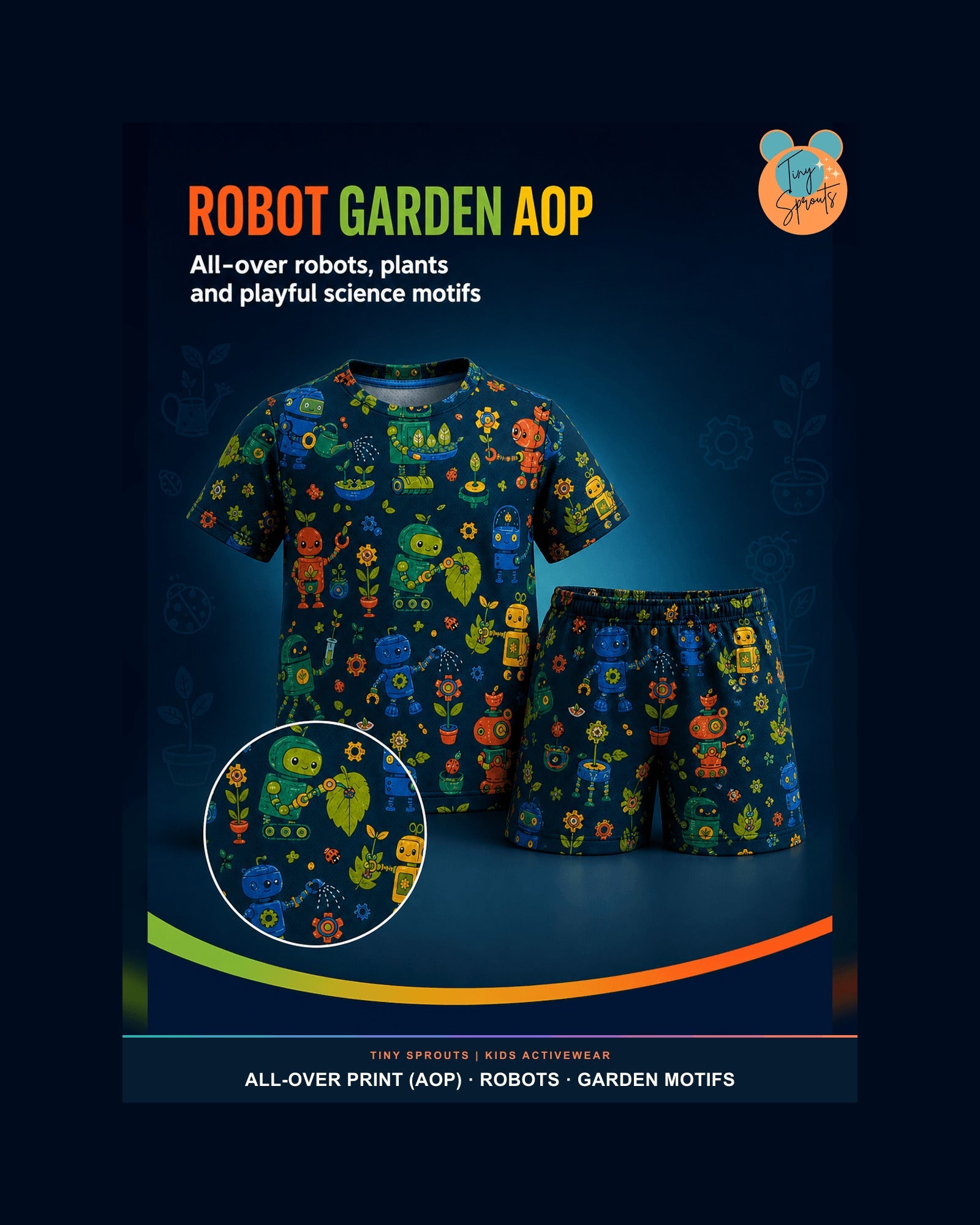 Tiny Sprouts Robot Garden Lab Kids AOP Sports Set - detail 4 of 8