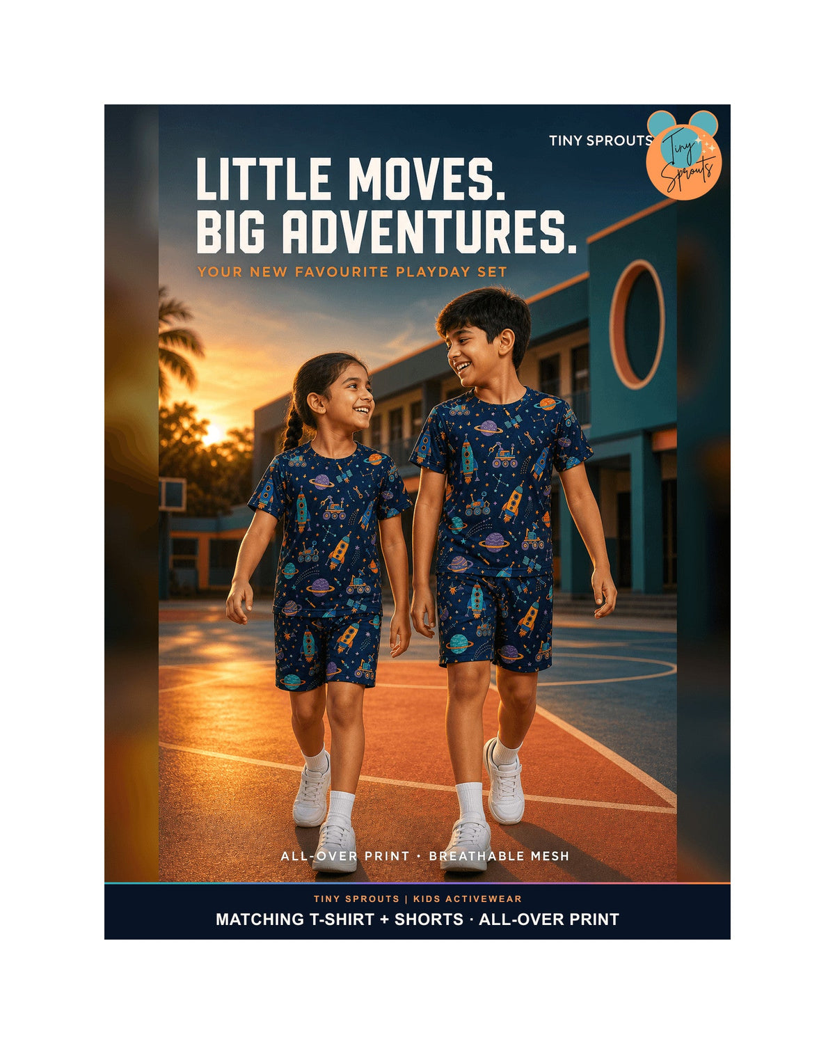 Kids AOP Sports Shorts - Rocket Workshop Galaxy - detail 8 of 8