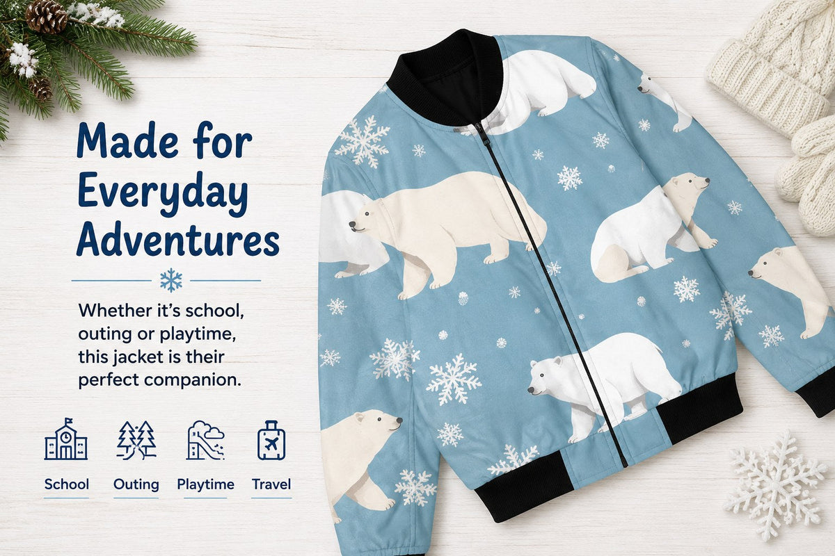 Snow Bear Bomber Jacket – front and back view