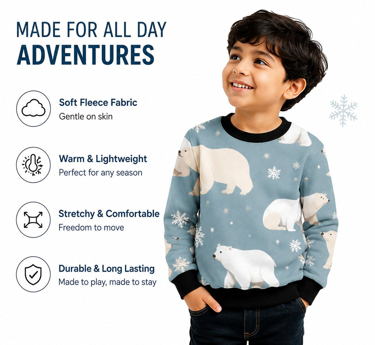 Snow Bear Sweatshirt – fabric detail
