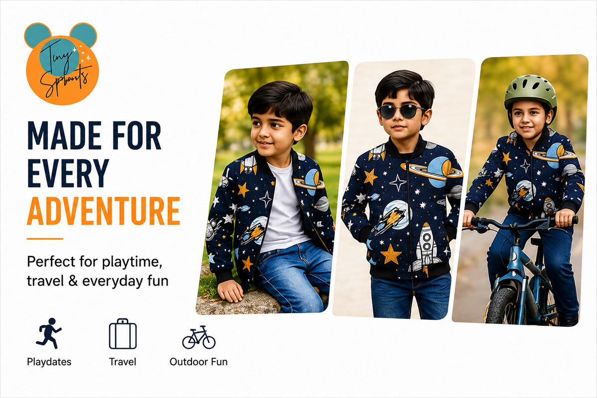 Space & Star Bomber Jacket – fabric detail