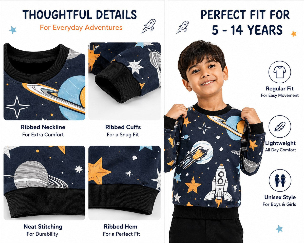 Space & Star Sweatshirt – front and back view