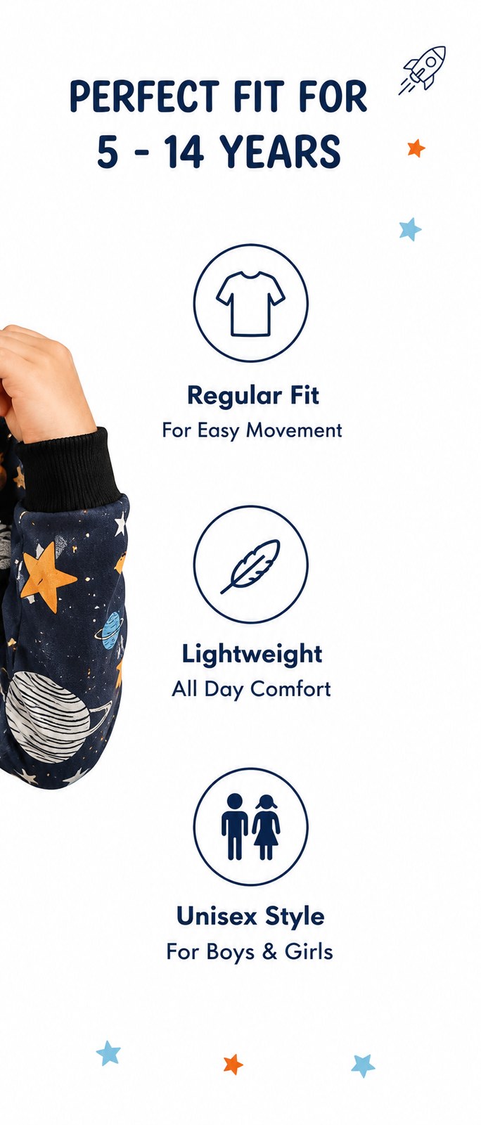 Space & Star Sweatshirt – close-up details