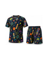 Tiny Sprouts Urban Play Circuit Kids AOP Sports Set - t-shirt and shorts, front view