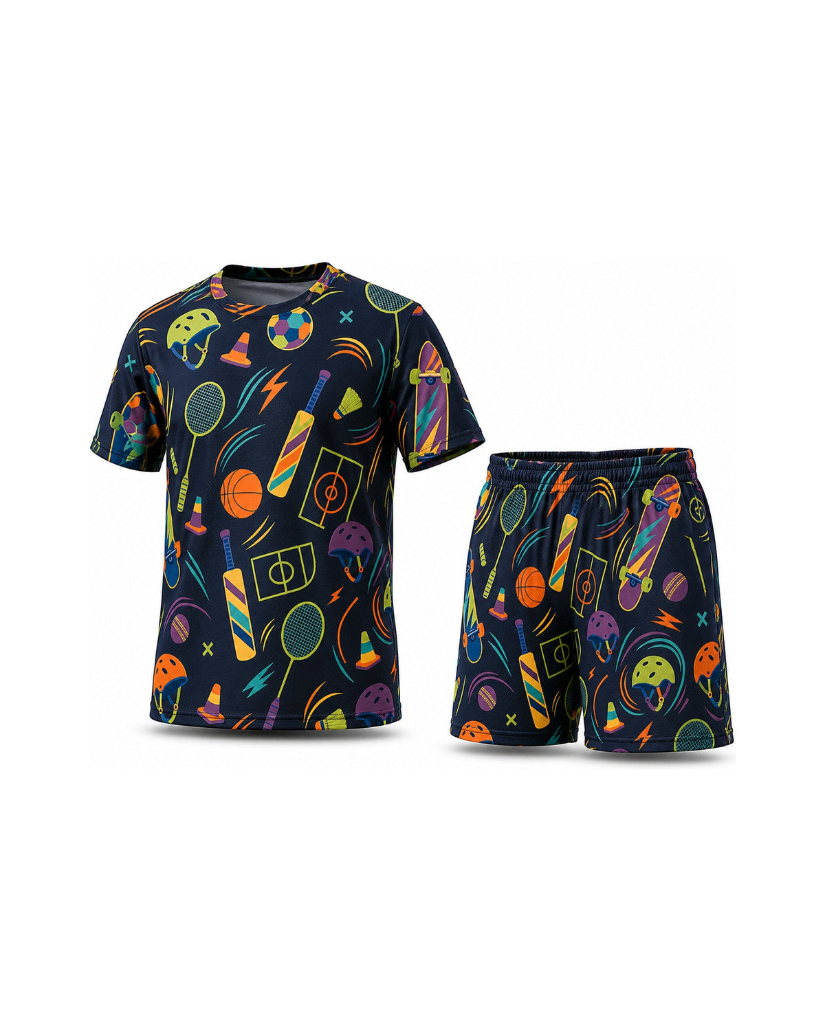 Kids AOP Sports T-Shirt - Urban Play Circuit - t-shirt and shorts set, front view