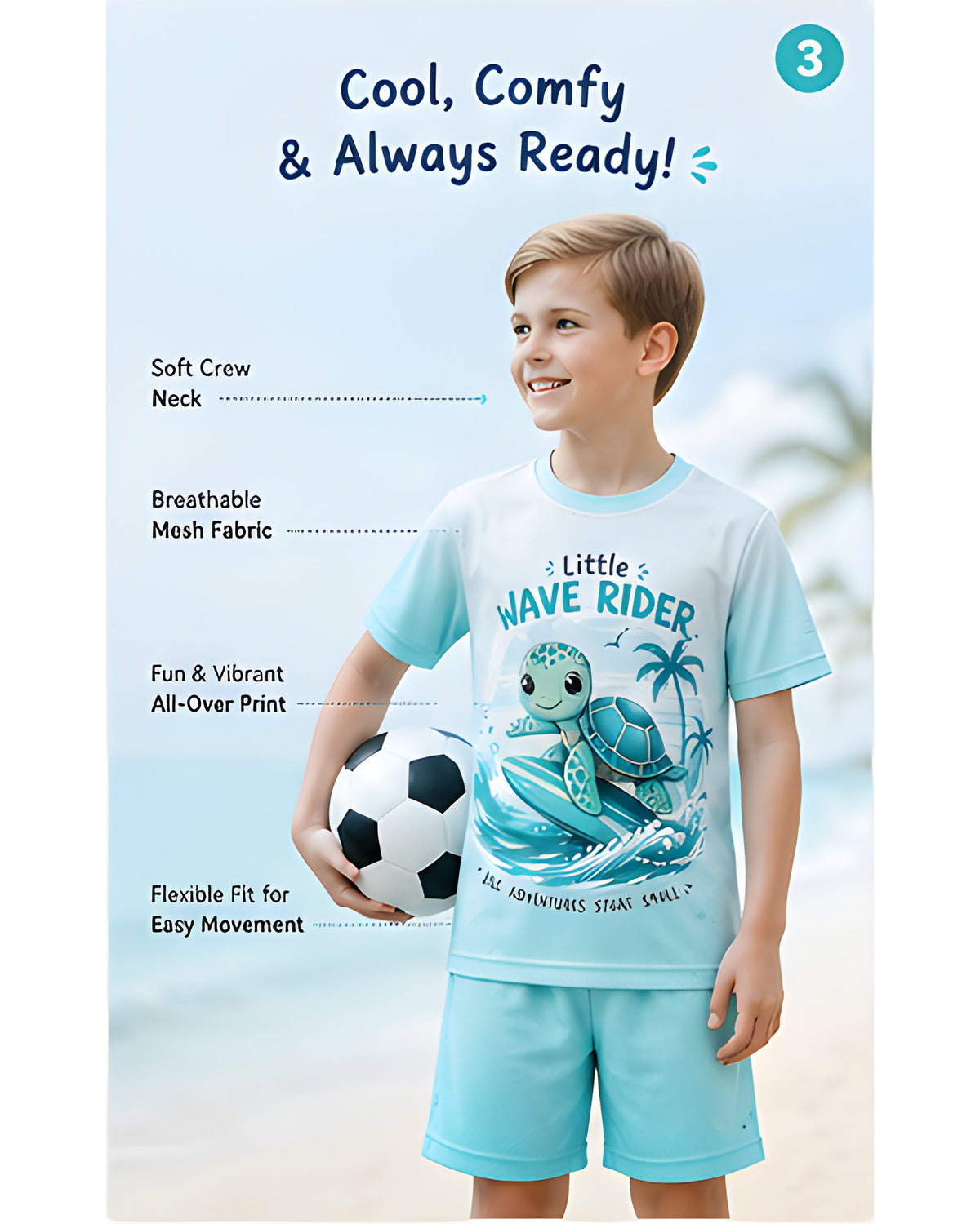 Tiny Sprouts Wave Rider Kids AOP Sports Set - detail 3 of 7