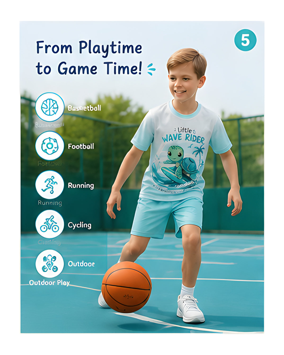 Tiny Sprouts Wave Rider Kids AOP Sports Set - detail 5 of 7