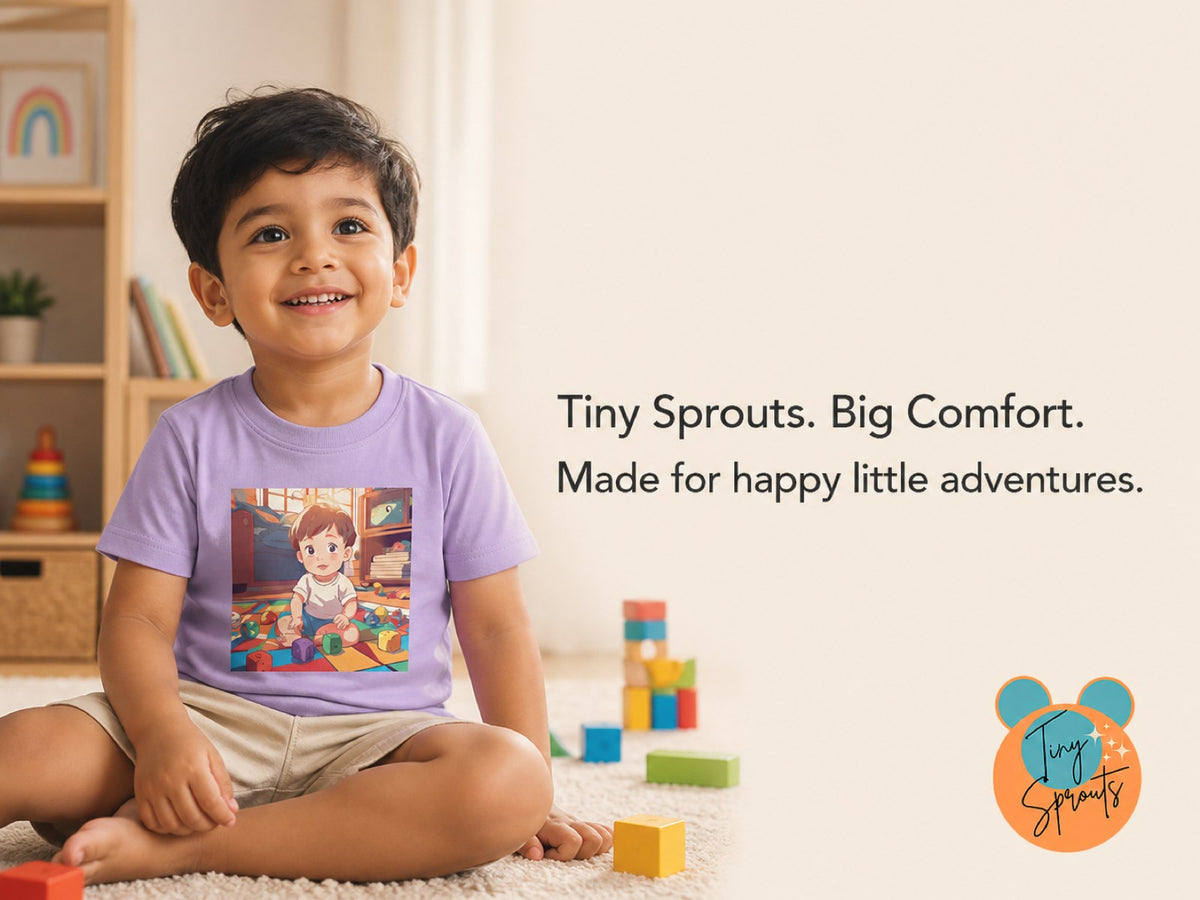 Tiny Sprouts Boy with Toys Toddler T-Shirt – lifestyle