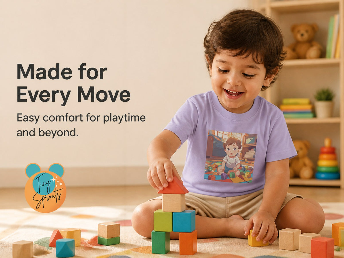 Tiny Sprouts Boy with Toys Toddler T-Shirt – play-ready fit