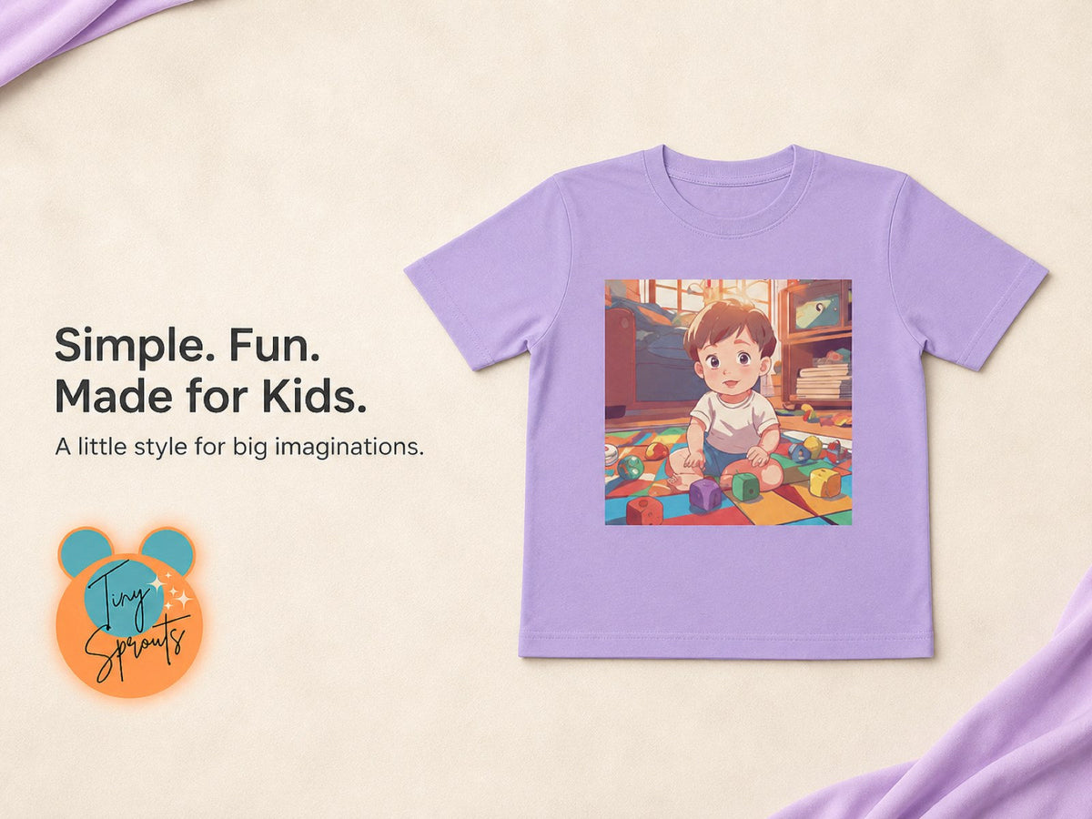 Tiny Sprouts Boy with Toys Toddler T-Shirt – product beauty shot
