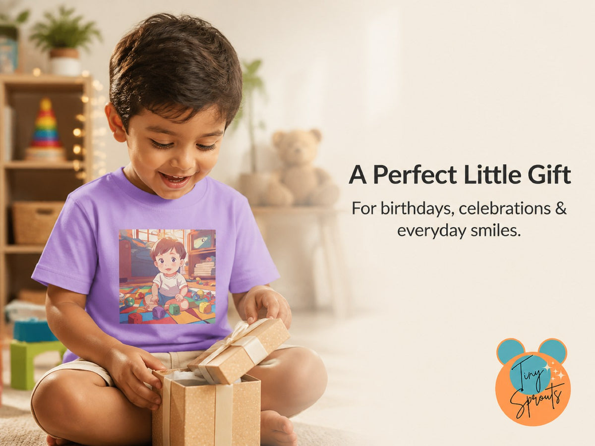 Tiny Sprouts Boy with Toys Toddler T-Shirt – gift-ready