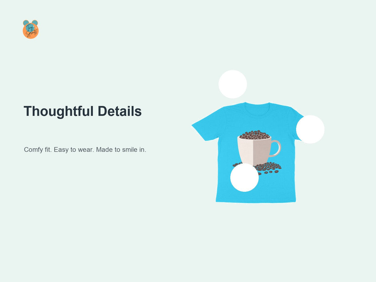 Tiny Sprouts Coffee Love Toddler T-Shirt – detail close-ups