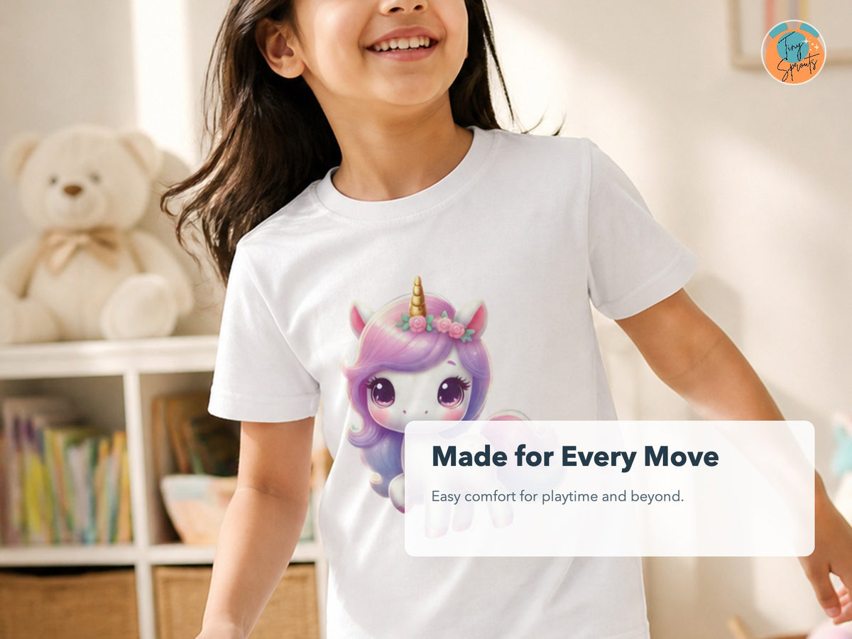 Tiny Sprouts Cute Unicorn Kids T-Shirt – play-ready fit