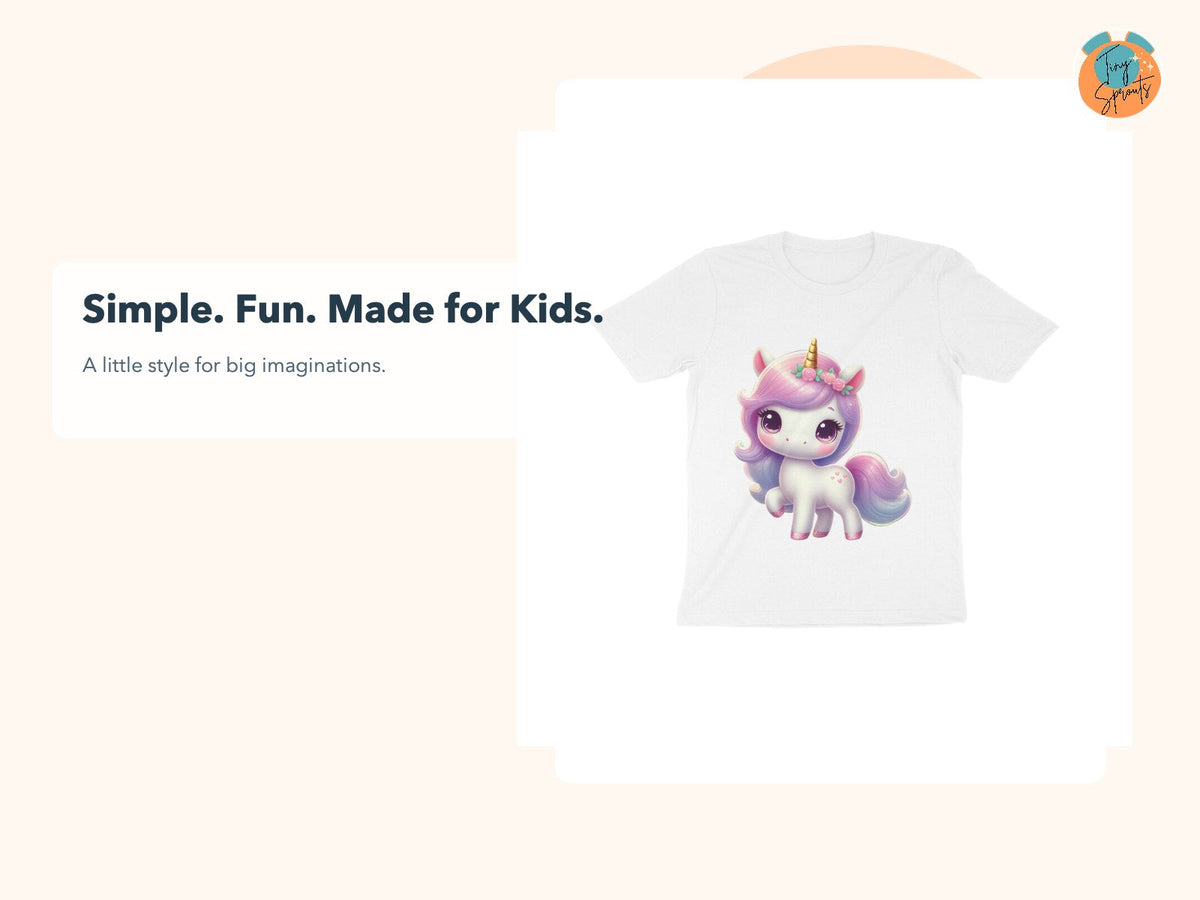 Tiny Sprouts Cute Unicorn Kids T-Shirt – product beauty shot