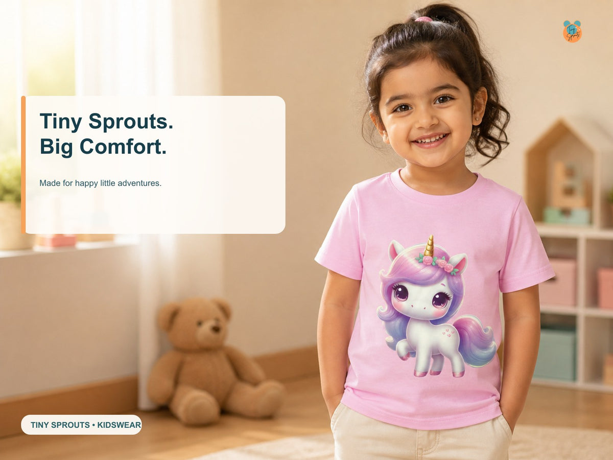Tiny Sprouts Cute Unicorn Toddler T-Shirt – lifestyle