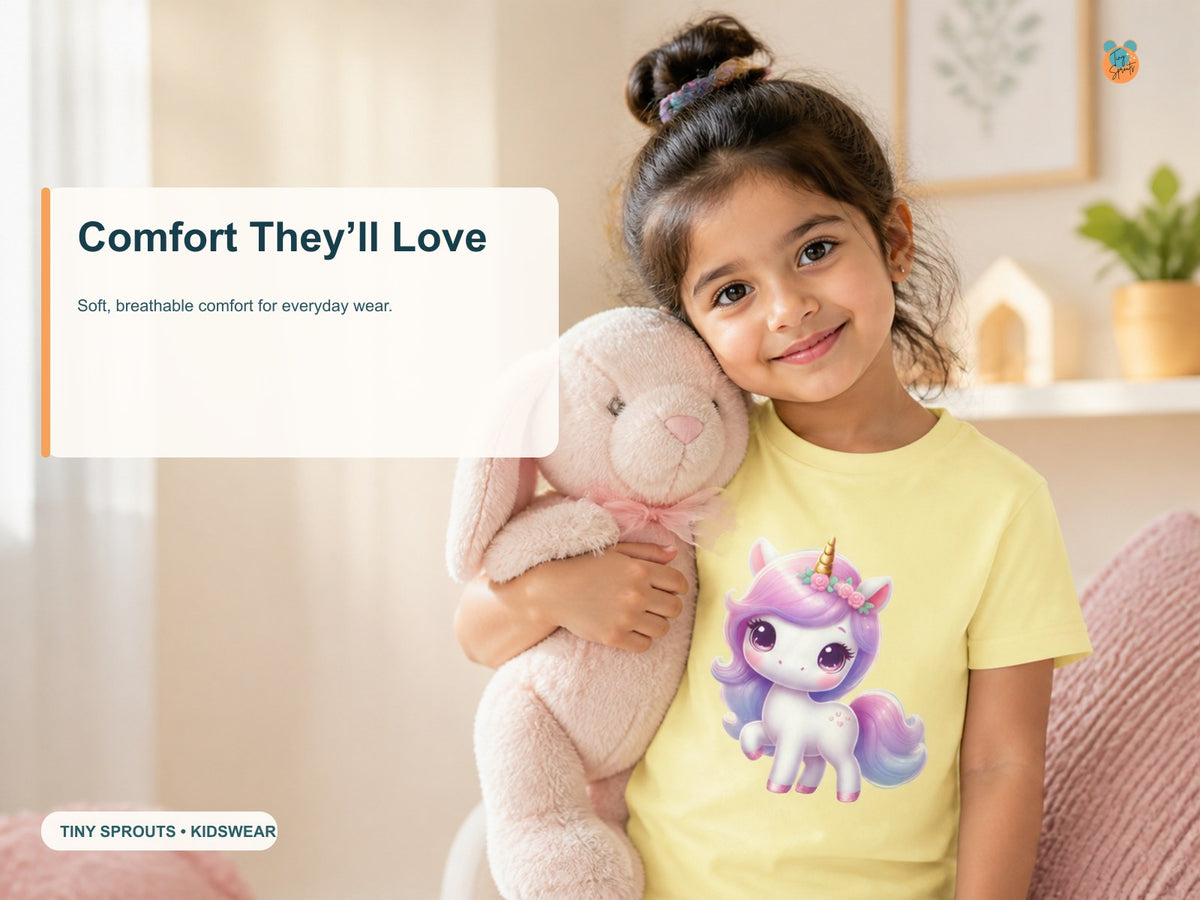 Tiny Sprouts Cute Unicorn Toddler T-Shirt – comfort and fabric