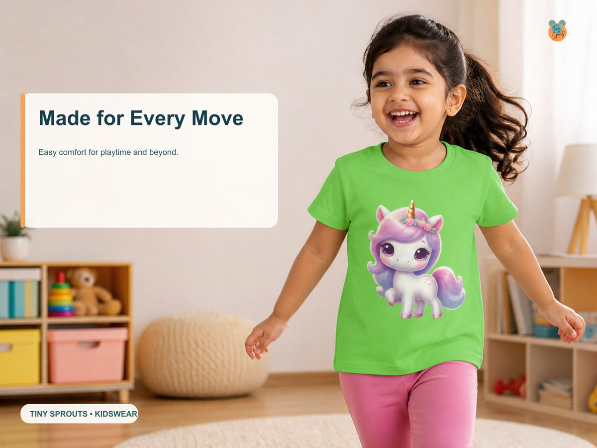 Tiny Sprouts Cute Unicorn Toddler T-Shirt – play-ready fit