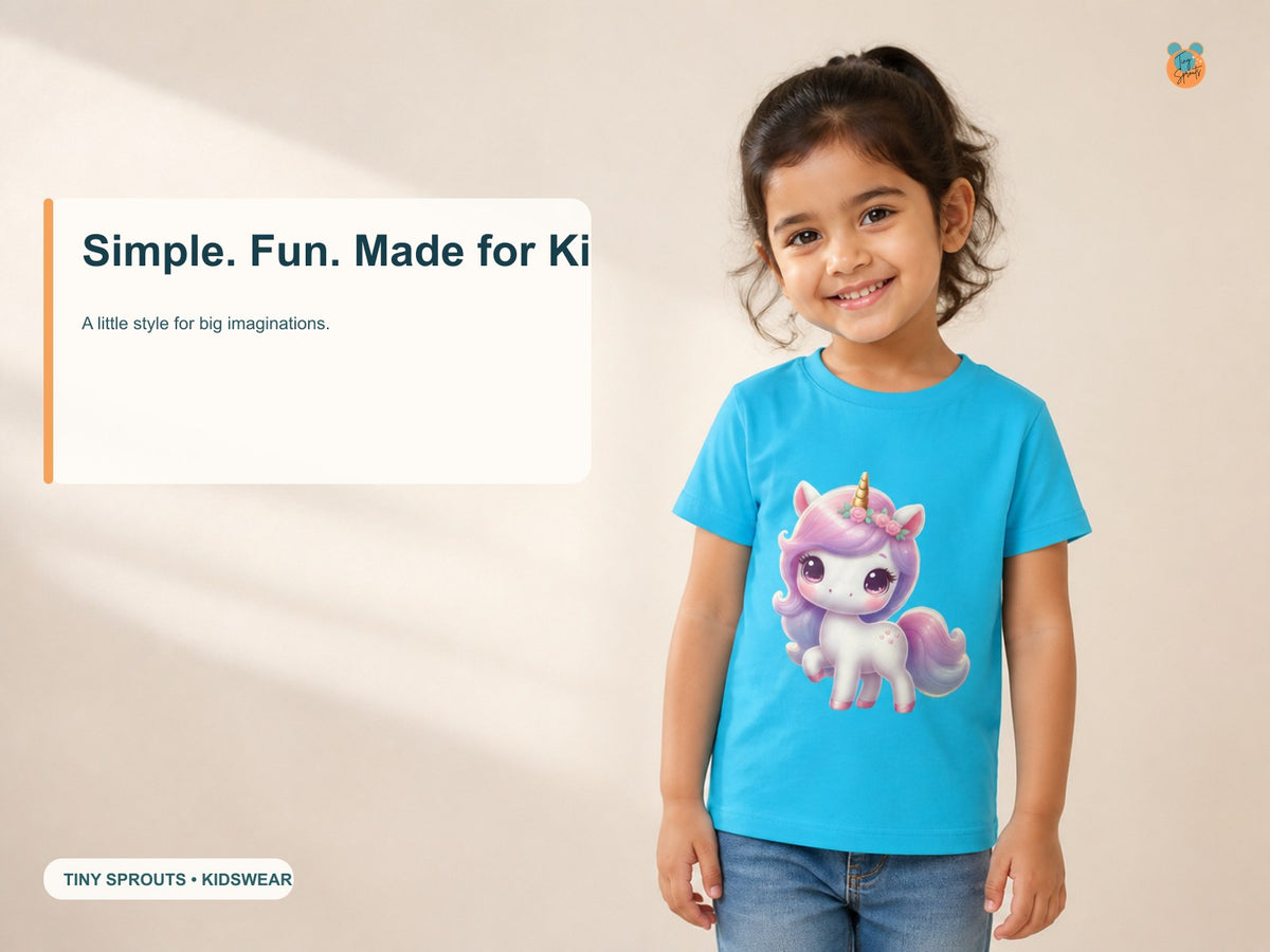 Tiny Sprouts Cute Unicorn Toddler T-Shirt – product beauty shot
