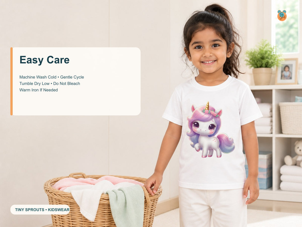 Tiny Sprouts Cute Unicorn Toddler T-Shirt – easy care