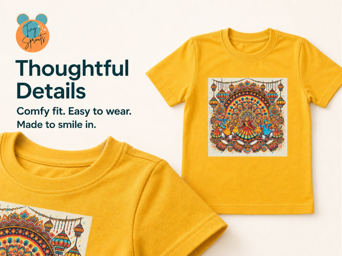 Tiny Sprouts Festival Dance Toddler T-Shirt – detail close-ups