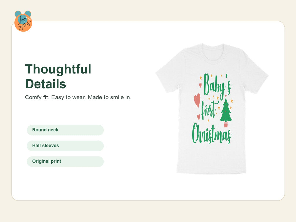 Tiny Sprouts 1st Christmas Toddler T-Shirt – detail close-ups