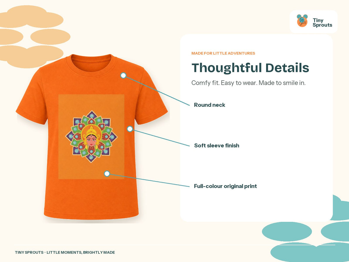 Tiny Sprouts Girls Rangoli T-Shirt – detail close-ups