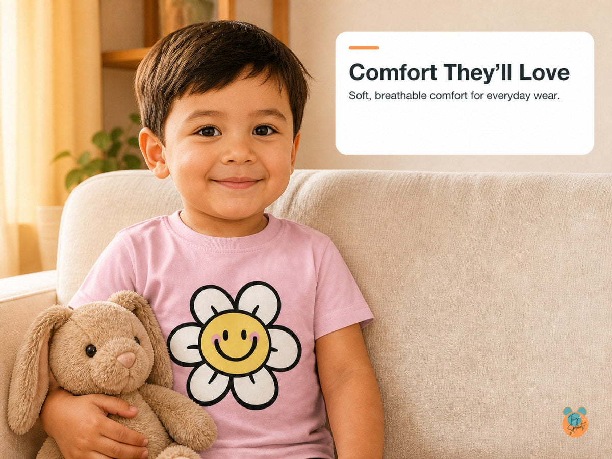 Tiny Sprouts Smiling Flower Toddler T-Shirt – comfort and fabric