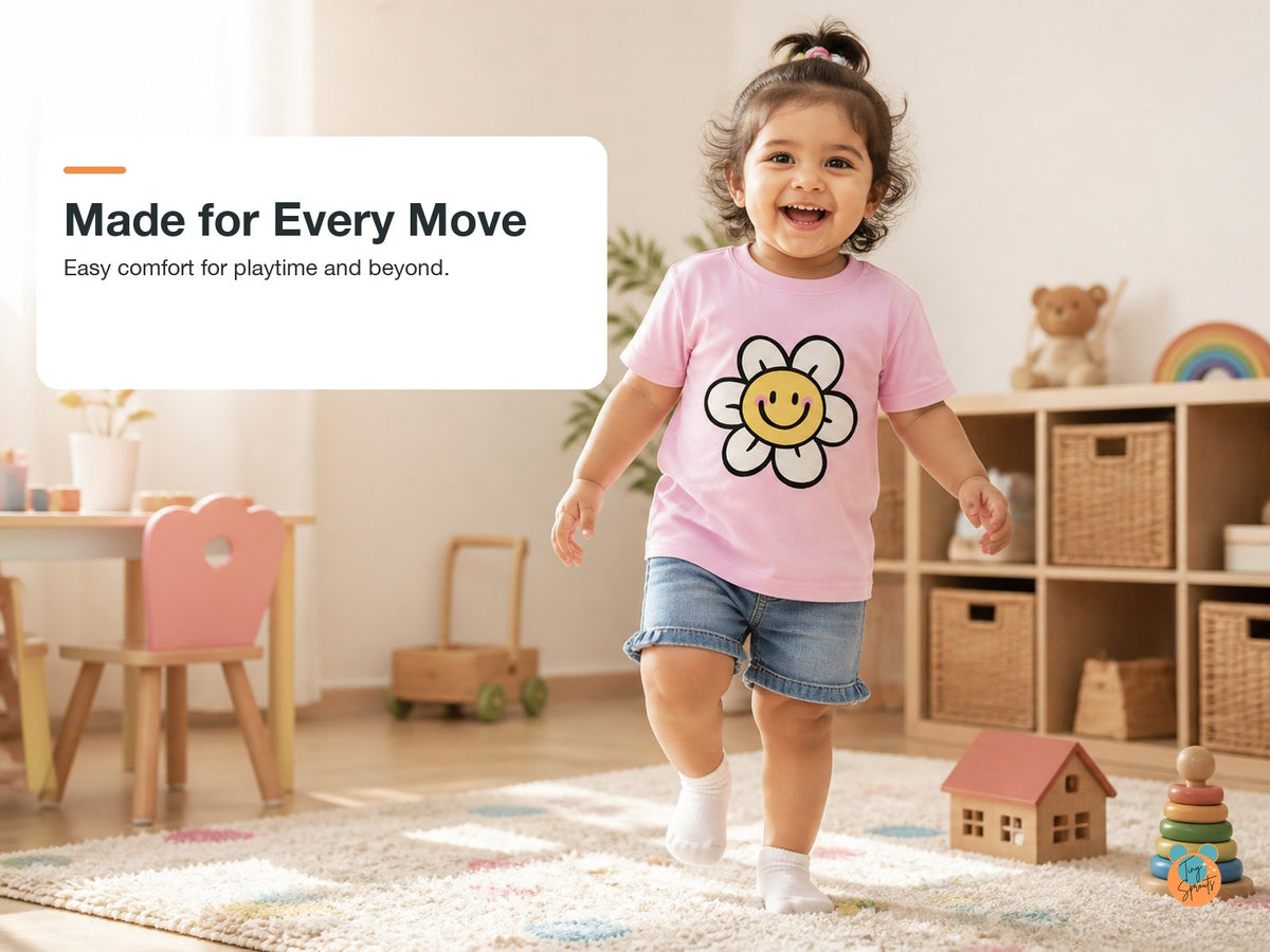 Tiny Sprouts Smiling Flower Toddler T-Shirt – play-ready fit
