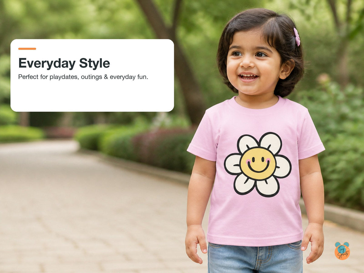 Tiny Sprouts Smiling Flower Toddler T-Shirt – everyday styling