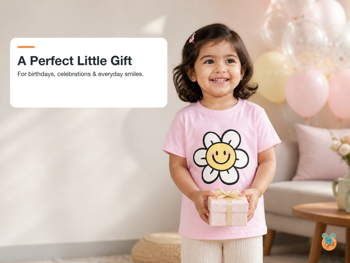 Tiny Sprouts Smiling Flower Toddler T-Shirt – gift-ready