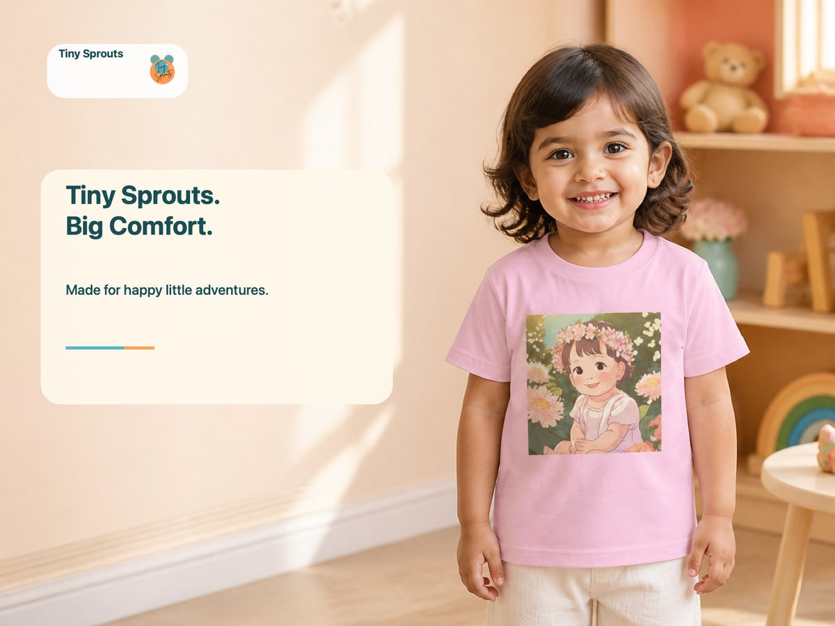 Tiny Sprouts Smiling Girl Toddler T-Shirt – lifestyle