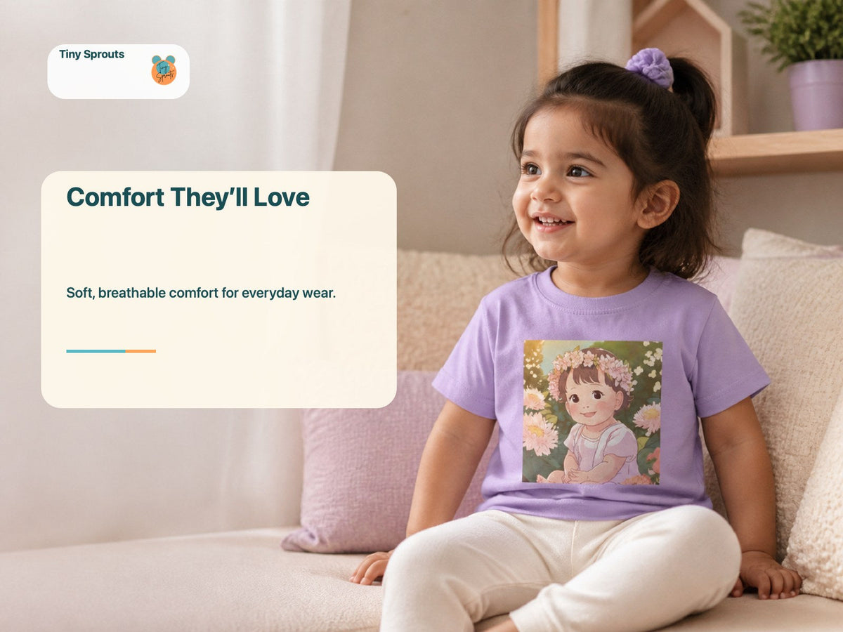Tiny Sprouts Smiling Girl Toddler T-Shirt – comfort and fabric